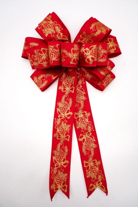 Christmas Red Gold Ribbon Bow